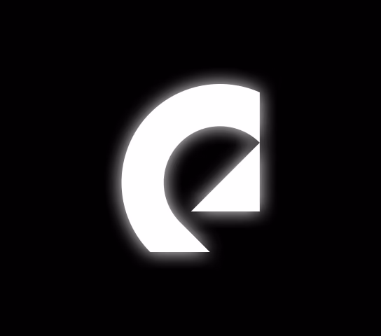 The Epidemic Sound logo, a circular swirl with a square corner, rendered with a glowing white heatmap shader on a black background